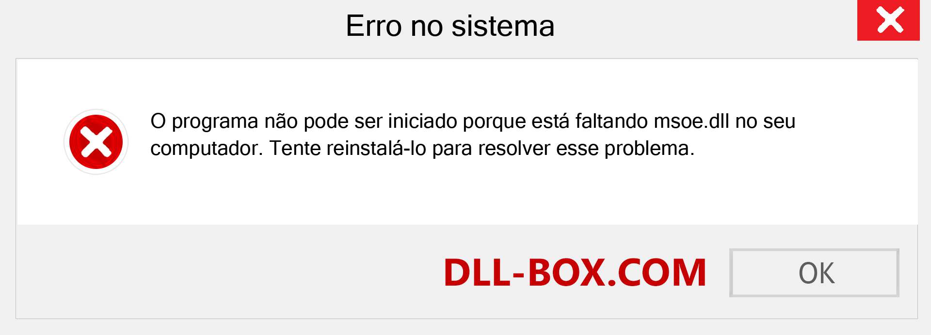 Arquivo msoe.dll ausente ?. Download para Windows 7, 8, 10 - Correção de erro ausente msoe dll no Windows, fotos, imagens